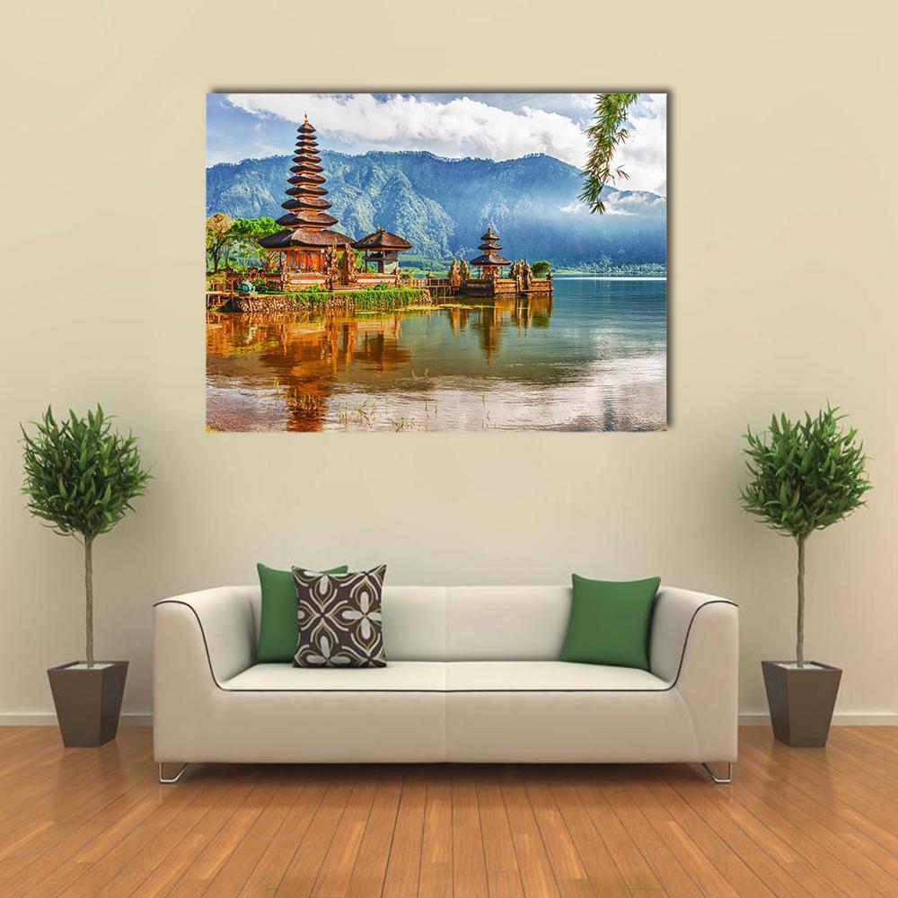 View Of Pura Ulun Danu Temple On A Lake Canvas Wall Art-1 Piece-Gallery Wrap-48" x 32"-Tiaracle