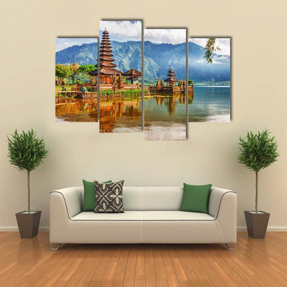 View Of Pura Ulun Danu Temple On A Lake Canvas Wall Art-4 Pop-Gallery Wrap-50" x 32"-Tiaracle