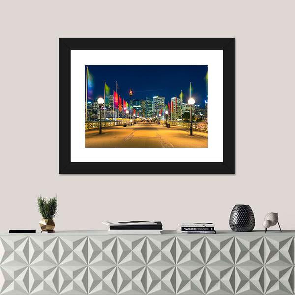View Of Pyrmont Bay In Darling Harbour Canvas Wall Art-1 Piece-Framed Print-20" x 16"-Tiaracle