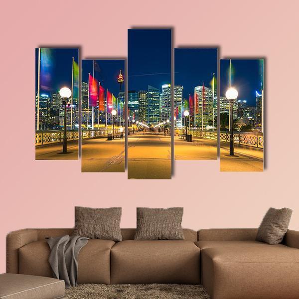 View Of Pyrmont Bay In Darling Harbour Canvas Wall Art-5 Pop-Gallery Wrap-47" x 32"-Tiaracle