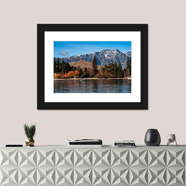View Of Queenstown And Mt Remarkables With Lake Wakatipu Canvas Wall Art-1 Piece-Framed Print-20" x 16"-Tiaracle