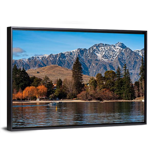 View Of Queenstown And Mt Remarkables With Lake Wakatipu Canvas Wall Art-3 Horizontal-Gallery Wrap-25" x 16"-Tiaracle