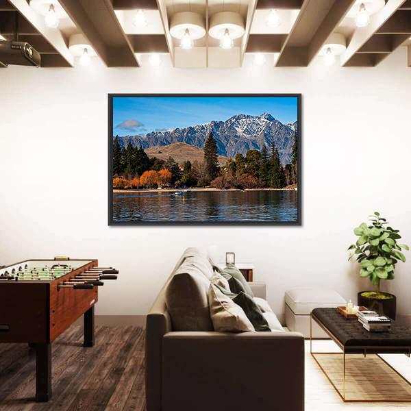 View Of Queenstown And Mt Remarkables With Lake Wakatipu Canvas Wall Art-3 Horizontal-Gallery Wrap-25" x 16"-Tiaracle