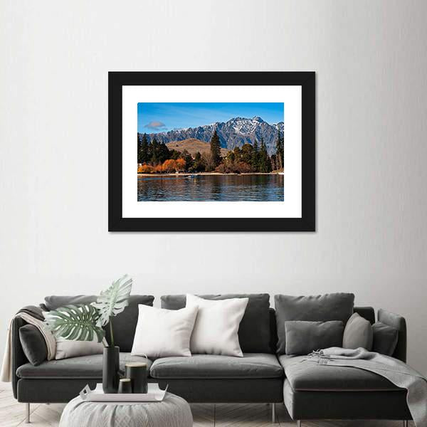 View Of Queenstown And Mt Remarkables With Lake Wakatipu Canvas Wall Art-3 Horizontal-Gallery Wrap-25" x 16"-Tiaracle