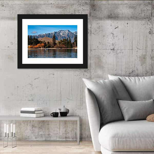 View Of Queenstown And Mt Remarkables With Lake Wakatipu Canvas Wall Art-3 Horizontal-Gallery Wrap-25" x 16"-Tiaracle