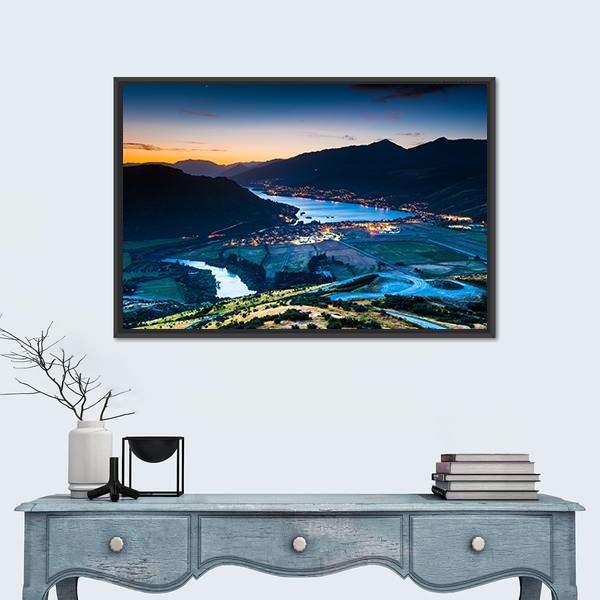 View Of Queenstown New Zealand Canvas Wall Art-1 Piece-Floating Frame-24" x 16"-Tiaracle