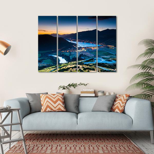 View Of Queenstown New Zealand Canvas Wall Art-4 Horizontal-Gallery Wrap-34" x 24"-Tiaracle