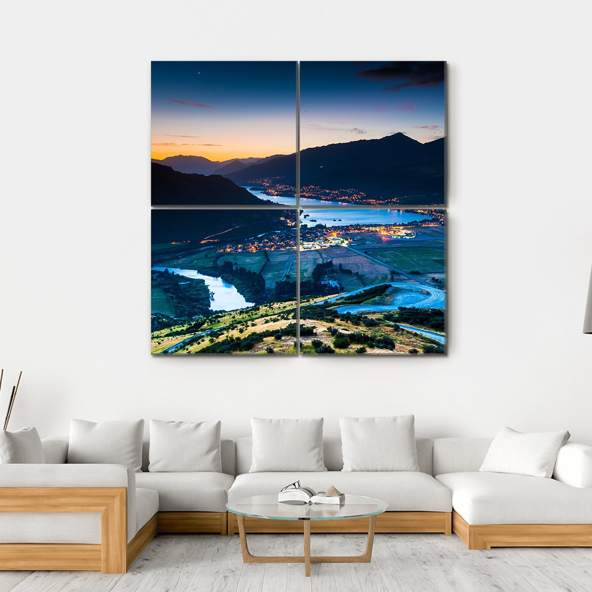 View Of Queenstown New Zealand Canvas Wall Art-4 Square-Gallery Wrap-17" x 17"-Tiaracle