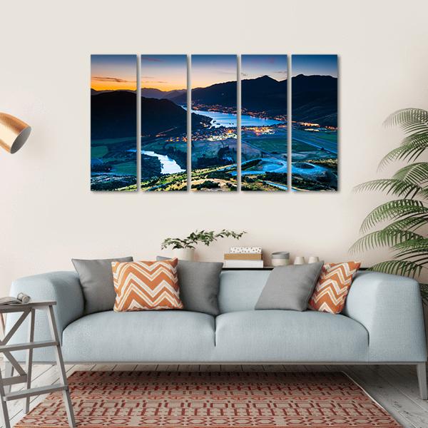 View Of Queenstown New Zealand Canvas Wall Art-5 Horizontal-Gallery Wrap-22" x 12"-Tiaracle