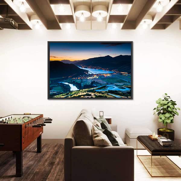 View Of Queenstown New Zealand Canvas Wall Art-5 Horizontal-Gallery Wrap-22" x 12"-Tiaracle