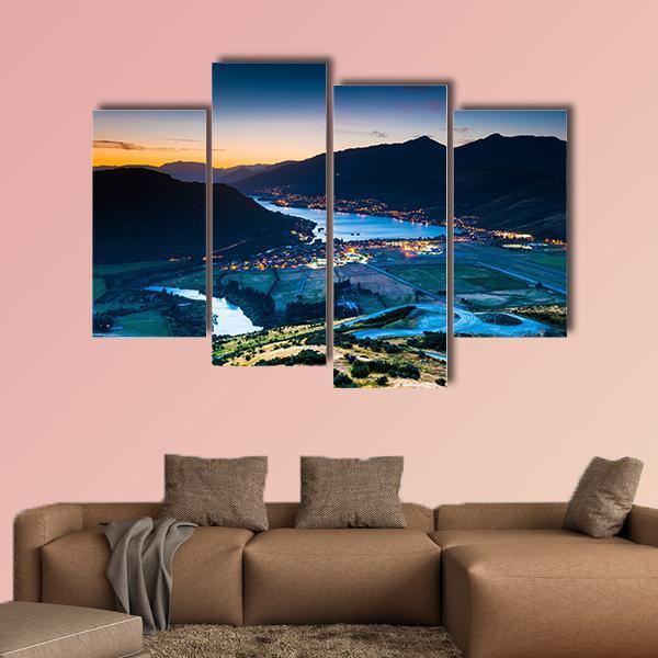 View Of Queenstown New Zealand Canvas Wall Art-4 Pop-Gallery Wrap-50" x 32"-Tiaracle