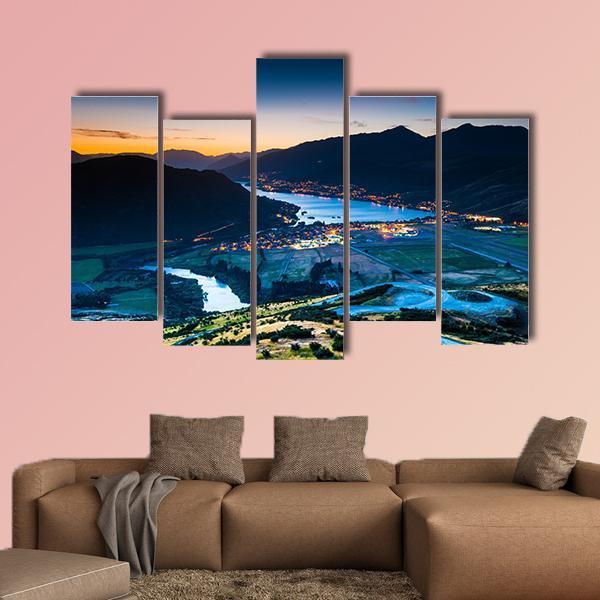View Of Queenstown New Zealand Canvas Wall Art-5 Pop-Gallery Wrap-47" x 32"-Tiaracle