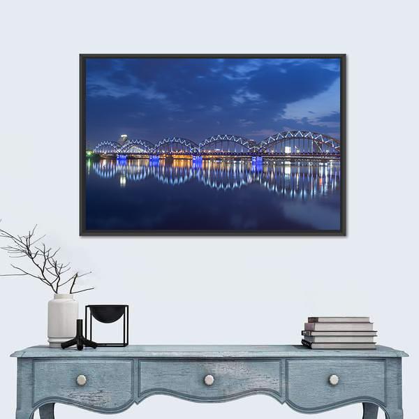 View Of Rail Bridge Canvas Wall Art-1 Piece-Floating Frame-24" x 16"-Tiaracle