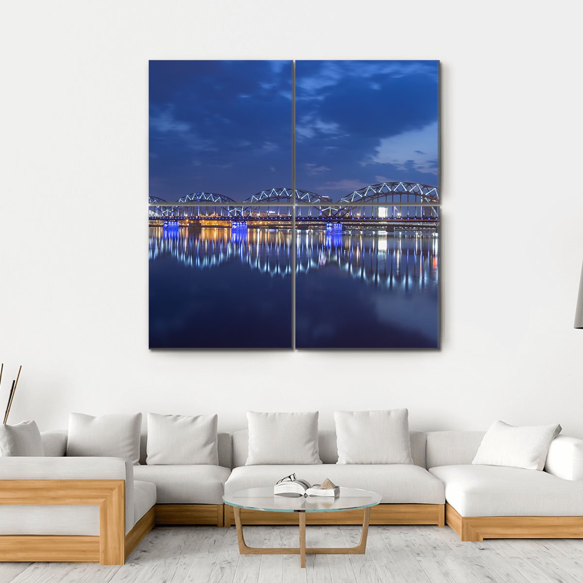 View Of Rail Bridge Canvas Wall Art-4 Square-Gallery Wrap-17" x 17"-Tiaracle