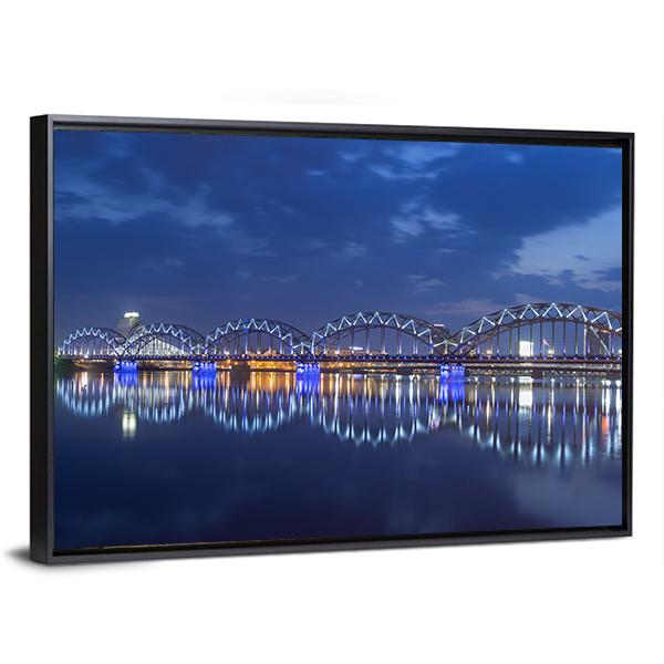 View Of Rail Bridge Canvas Wall Art-3 Horizontal-Gallery Wrap-25" x 16"-Tiaracle