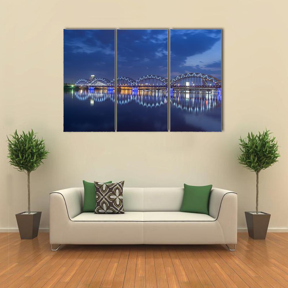 View Of Rail Bridge Canvas Wall Art-3 Horizontal-Gallery Wrap-37" x 24"-Tiaracle