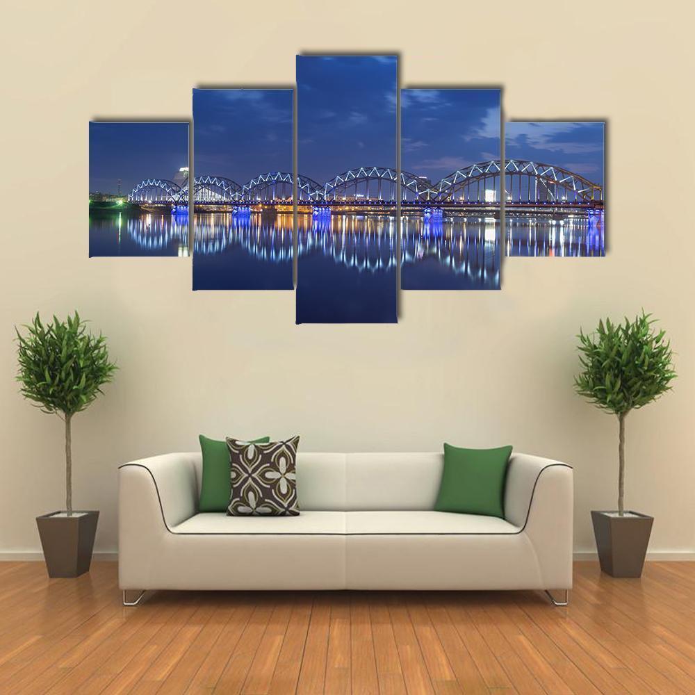 View Of Rail Bridge Canvas Wall Art-5 Star-Gallery Wrap-62" x 32"-Tiaracle
