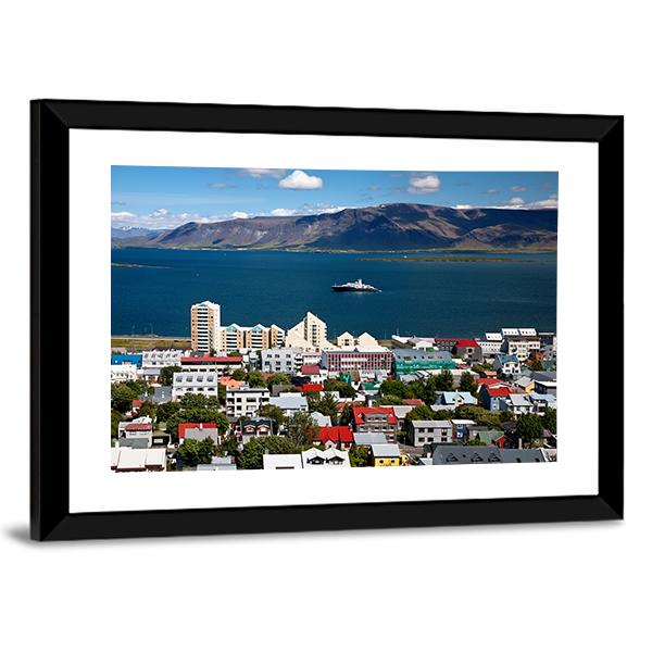 View Of Reykjavik City Canvas Wall Art-3 Horizontal-Gallery Wrap-25" x 16"-Tiaracle