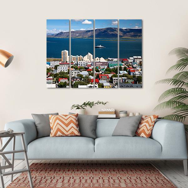 View Of Reykjavik City Canvas Wall Art-4 Horizontal-Gallery Wrap-34" x 24"-Tiaracle