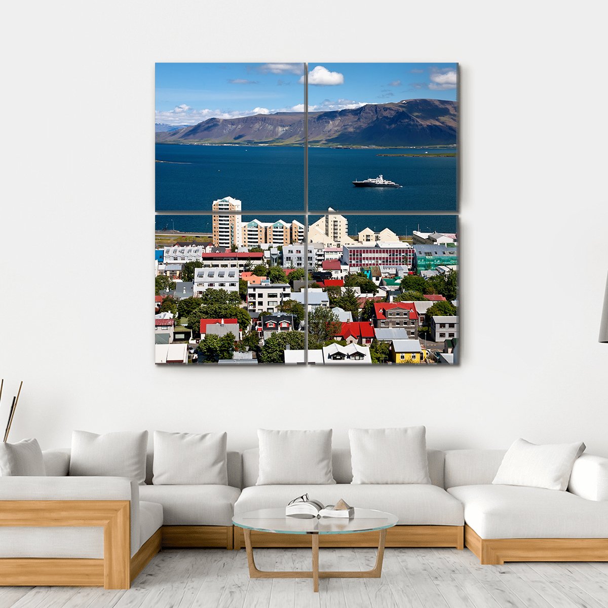 View Of Reykjavik City Canvas Wall Art-4 Square-Gallery Wrap-17" x 17"-Tiaracle