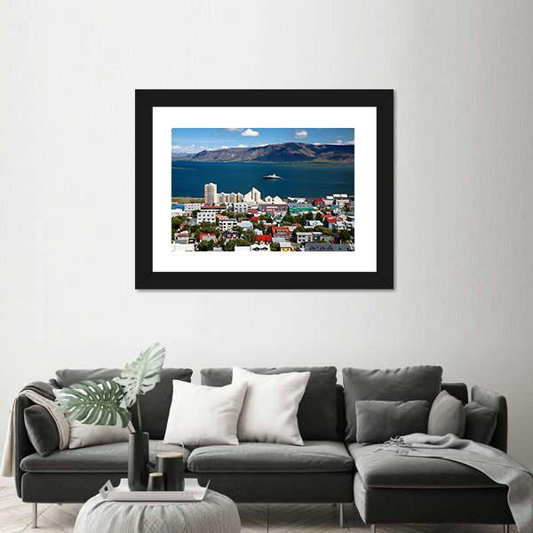view of Reykjavik In Iceland Canvas Wall Art-3 Horizontal-Gallery Wrap-25" x 16"-Tiaracle