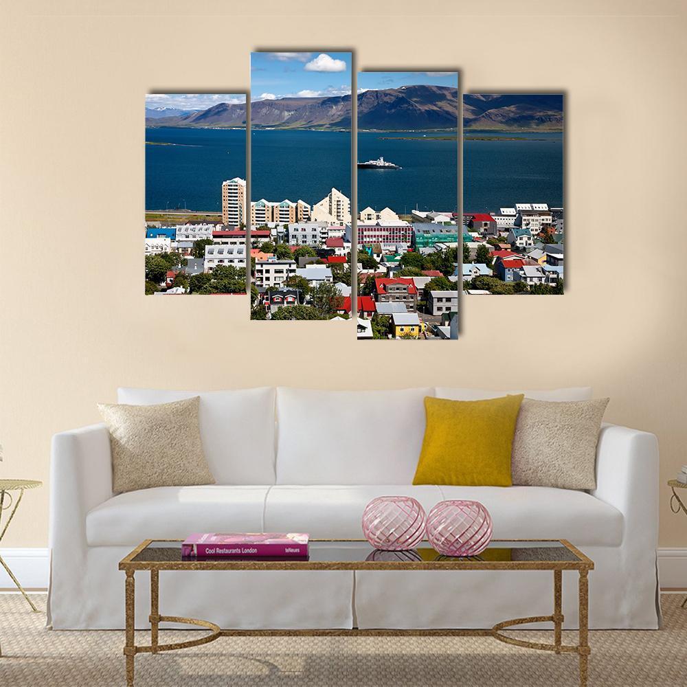 view of Reykjavik In Iceland Canvas Wall Art-5 Pop-Gallery Wrap-47" x 32"-Tiaracle