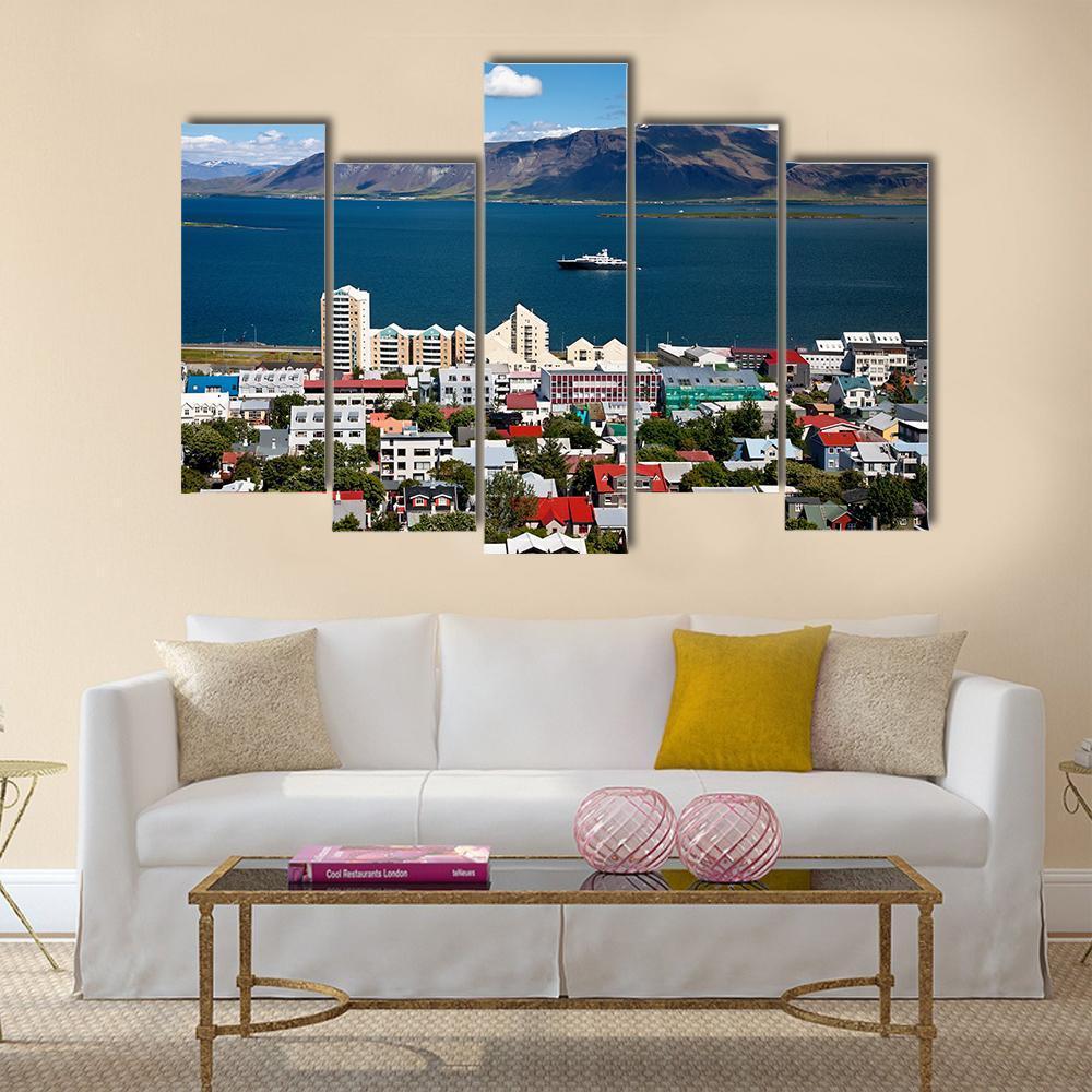 view of Reykjavik In Iceland Canvas Wall Art-3 Horizontal-Gallery Wrap-25" x 16"-Tiaracle