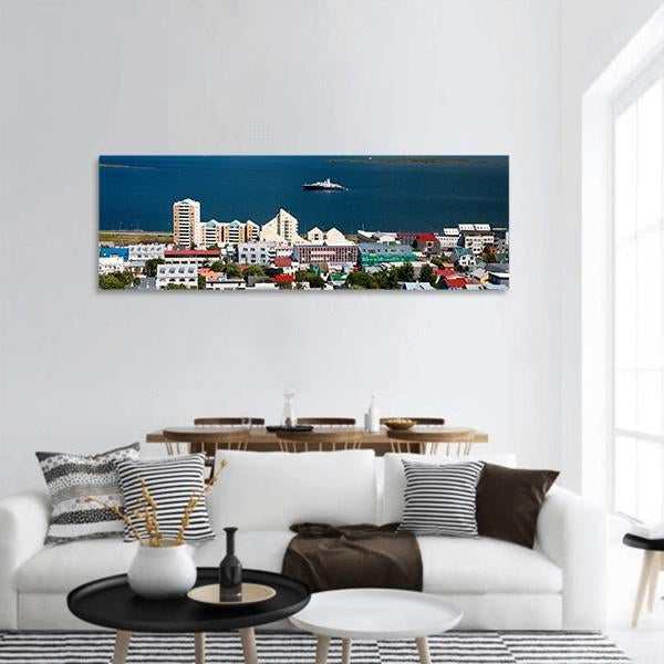 view of Reykjavik In Iceland Panoramic Canvas Wall Art-3 Piece-25" x 08"-Tiaracle