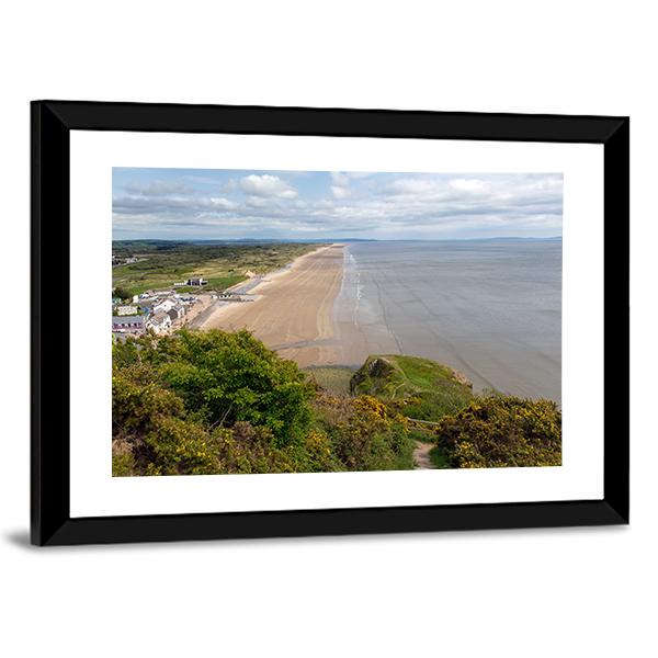 View Of Rhossili Bay Beach Canvas Wall Art-3 Horizontal-Gallery Wrap-25" x 16"-Tiaracle