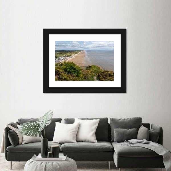 View Of Rhossili Bay Beach Canvas Wall Art-5 Horizontal-Gallery Wrap-22" x 12"-Tiaracle