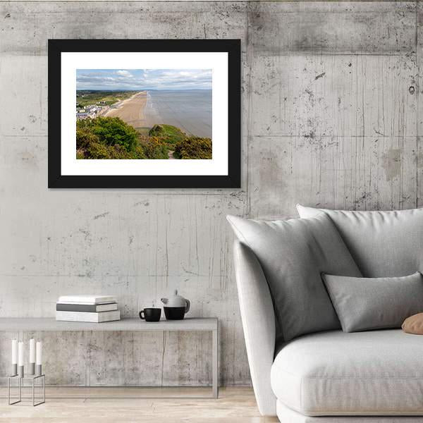 View Of Rhossili Bay Beach Canvas Wall Art-3 Horizontal-Gallery Wrap-25" x 16"-Tiaracle