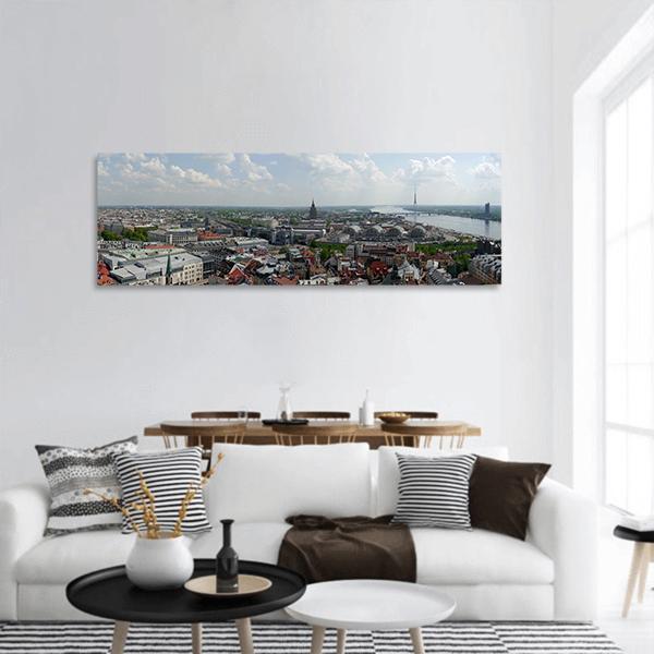 View Of Riga City Panoramic Canvas Wall Art-1 Piece-36" x 12"-Tiaracle