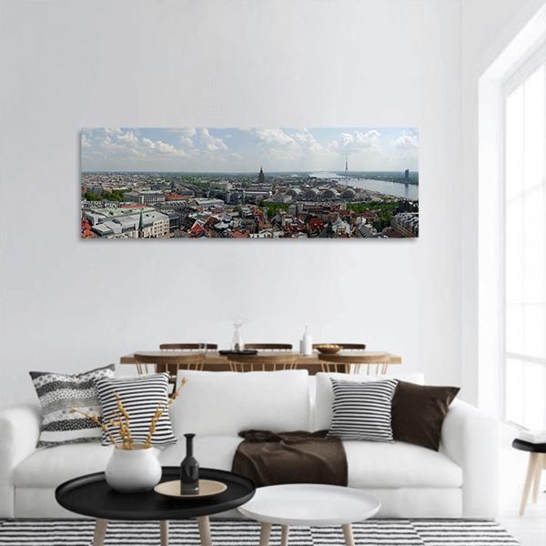 View Of Riga City Panoramic Canvas Wall Art-3 Piece-25" x 08"-Tiaracle