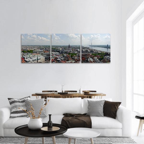 View Of Riga City Panoramic Canvas Wall Art-3 Piece-25" x 08"-Tiaracle