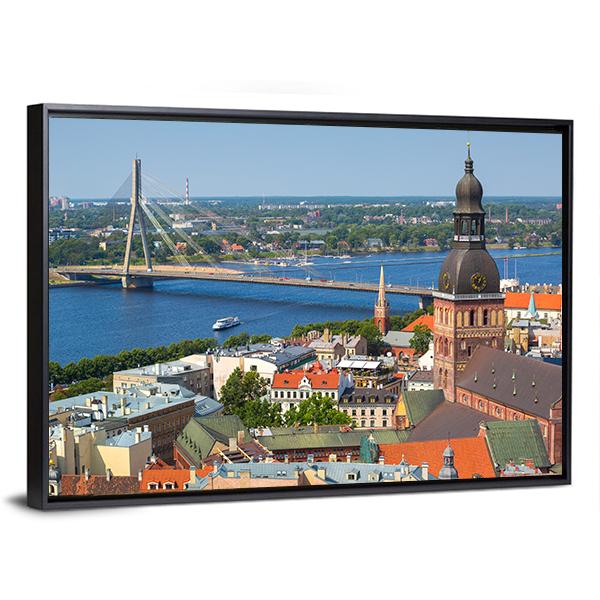 View Of Riga In Latvia Canvas Wall Art-5 Horizontal-Gallery Wrap-22" x 12"-Tiaracle