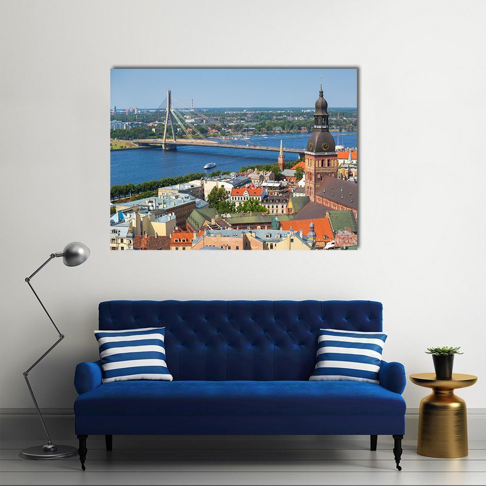 View Of Riga In Latvia Canvas Wall Art-4 Horizontal-Gallery Wrap-34" x 24"-Tiaracle