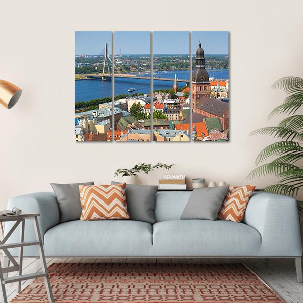 View Of Riga In Latvia Canvas Wall Art-4 Horizontal-Gallery Wrap-34" x 24"-Tiaracle