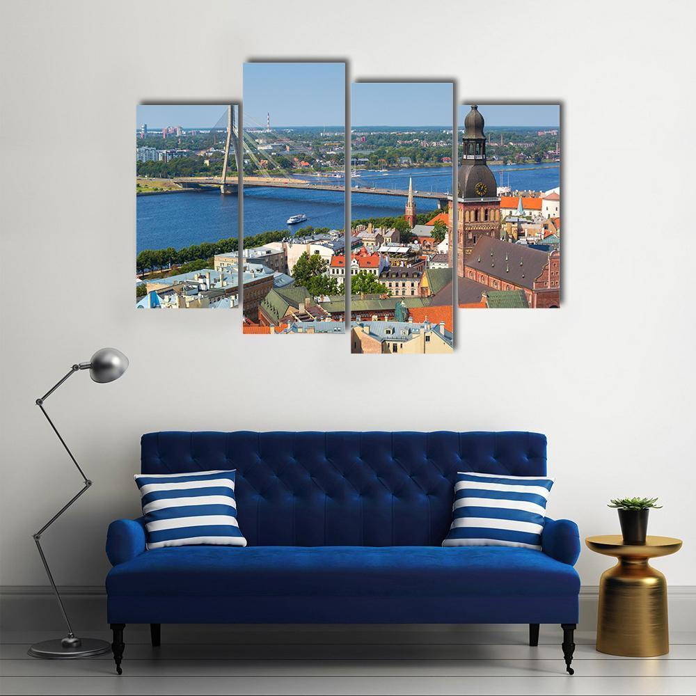 View Of Riga In Latvia Canvas Wall Art-4 Pop-Gallery Wrap-50" x 32"-Tiaracle