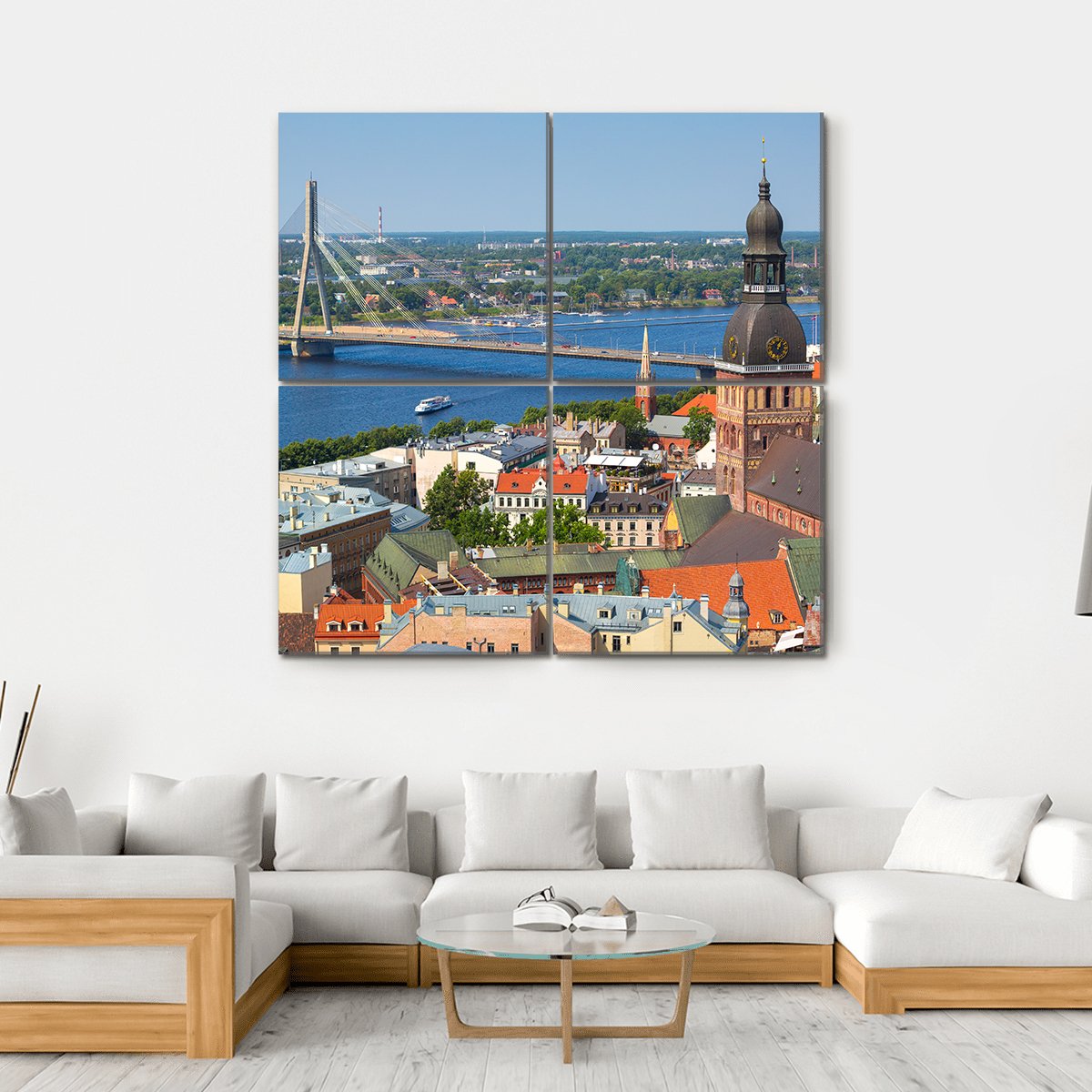 View Of Riga In Latvia Canvas Wall Art-4 Square-Gallery Wrap-17" x 17"-Tiaracle