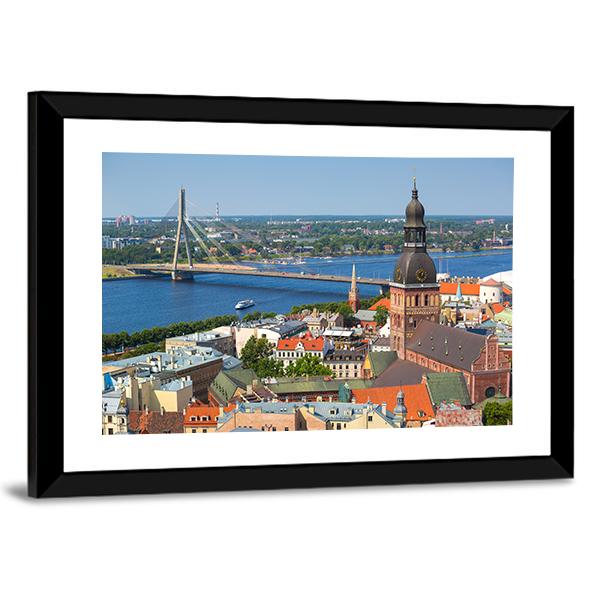 View Of Riga Latvia Panoramic Canvas Wall Art-1 Piece-36" x 12"-Tiaracle