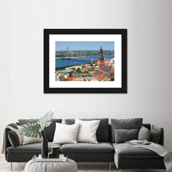 View Of Riga Latvia Panoramic Canvas Wall Art-1 Piece-36" x 12"-Tiaracle