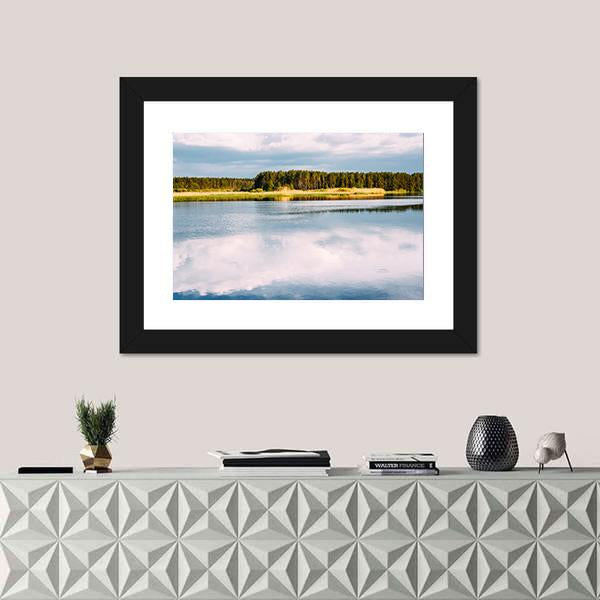 View Of River Landscape Canvas Wall Art-1 Piece-Framed Print-20" x 16"-Tiaracle