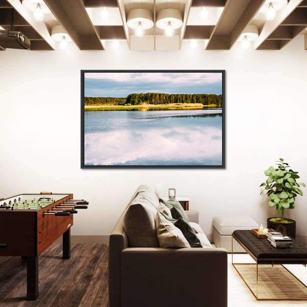 View Of River Landscape Canvas Wall Art-3 Horizontal-Gallery Wrap-25" x 16"-Tiaracle
