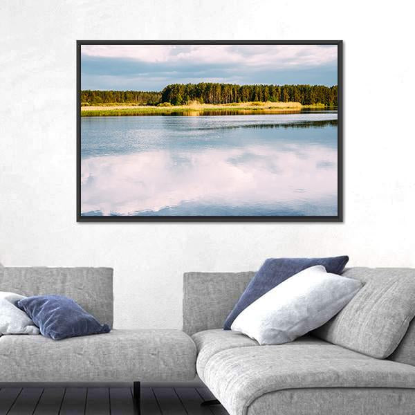 View Of River Landscape Canvas Wall Art-3 Horizontal-Gallery Wrap-25" x 16"-Tiaracle