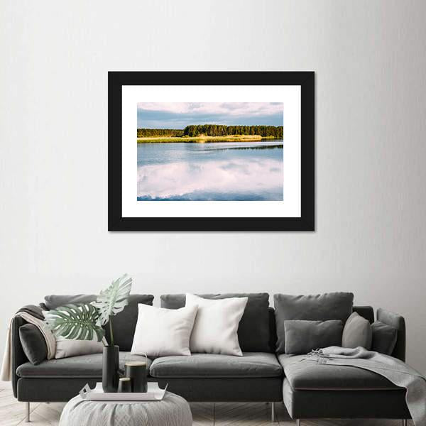 View Of River Landscape Canvas Wall Art-3 Horizontal-Gallery Wrap-25" x 16"-Tiaracle