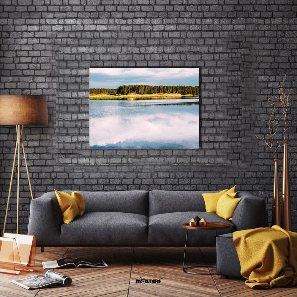 View Of River Landscape Canvas Wall Art-5 Star-Gallery Wrap-62" x 32"-Tiaracle