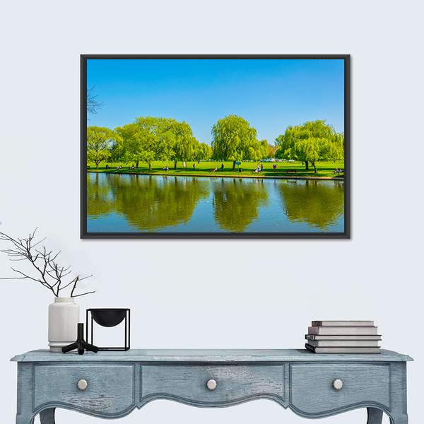 View Of Riverside Promenade Of Avon Canvas Wall Art-1 Piece-Floating Frame-24" x 16"-Tiaracle