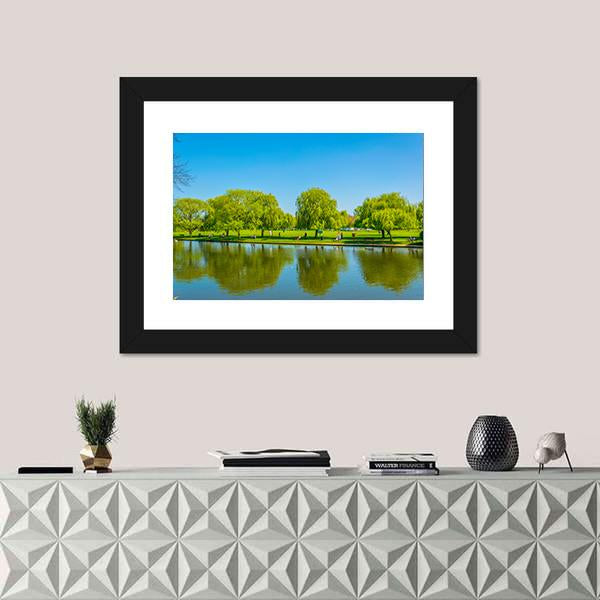 View Of Riverside Promenade Of Avon Canvas Wall Art-1 Piece-Framed Print-20" x 16"-Tiaracle