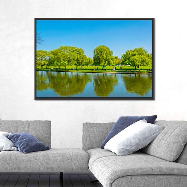 View Of Riverside Promenade Of Avon Canvas Wall Art-3 Horizontal-Gallery Wrap-25" x 16"-Tiaracle