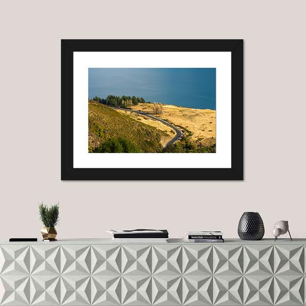 View Of Road Along Lake Wakatipu Canvas Wall Art-1 Piece-Framed Print-20" x 16"-Tiaracle